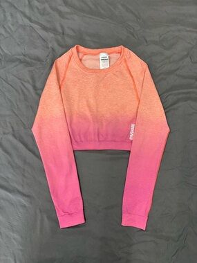 NWOT Gymshark Ombre Cropped Long Sleeve Top - Orange to Pink
